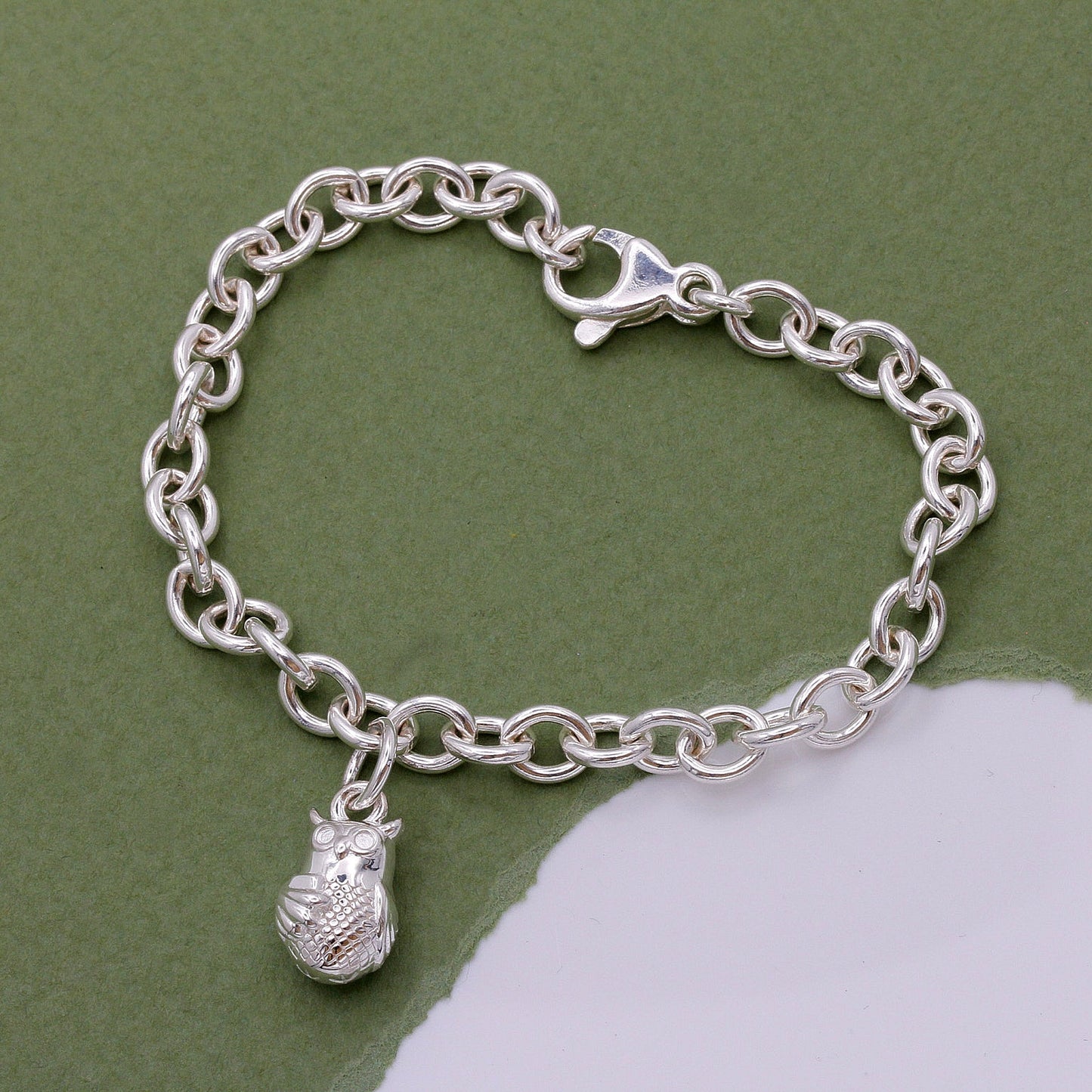 Owl Personalised Silver Charm