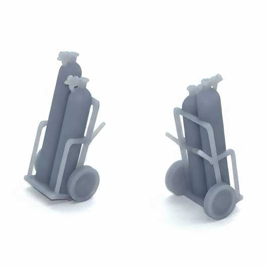 OO Scale Ready to Paint Oxy-Acetylene Cylinders On Trolley (2 pack)