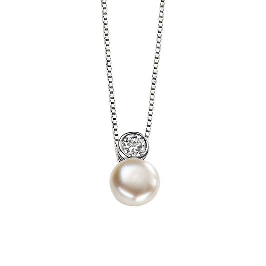 Beginnings Fresh Water Pearl and Cubic Zirconia Pendant