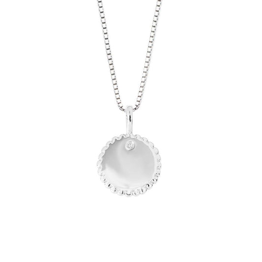 D For Diamond Round Stippled Edge Pendant