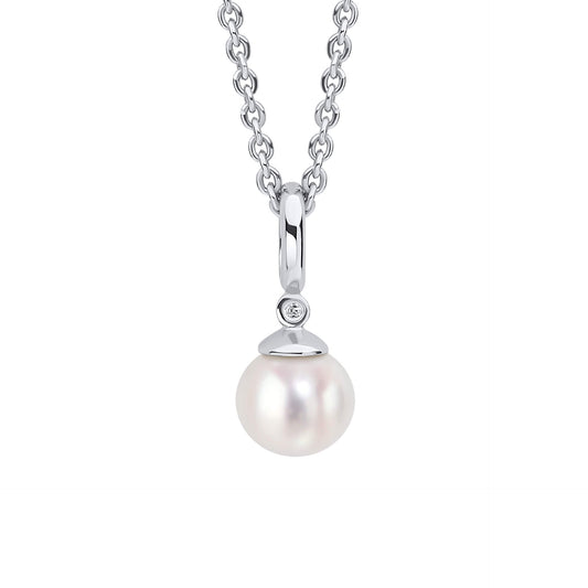 D For Diamond Pearl Drop Pendant with Diamond