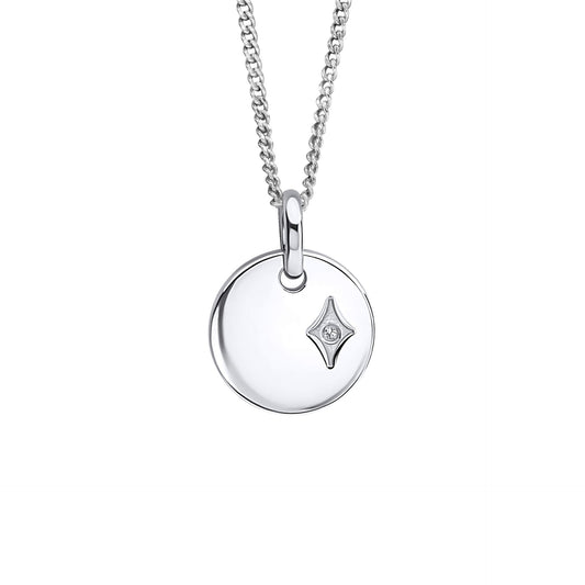 D For Diamond Round Pendant with Diamond Star