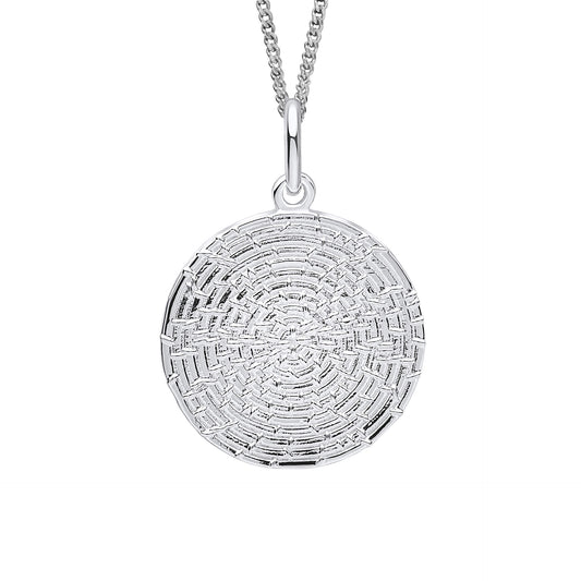 Beginnings Ripple Texture Round Disc Pendant