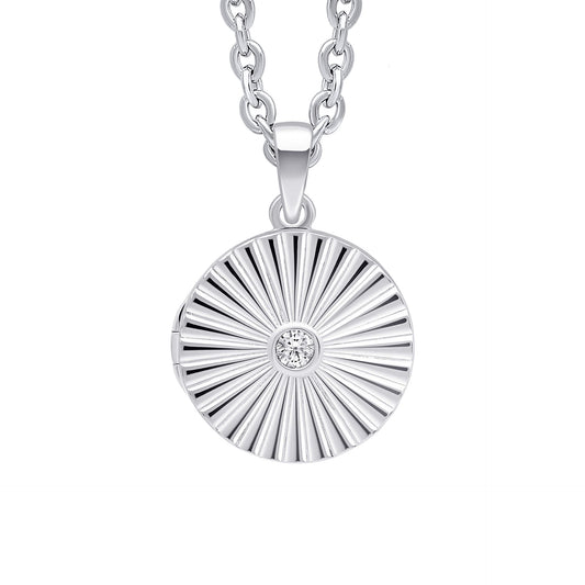 Beginnings Sunburst Round Locket Pendant
