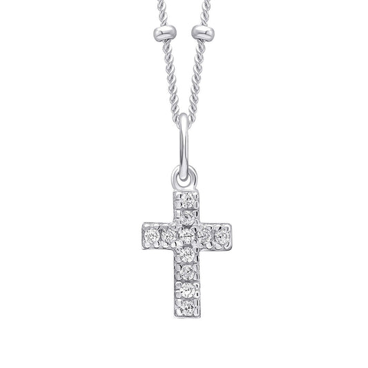 Beginnings Small Cross Pendant with Cubic Zirconia