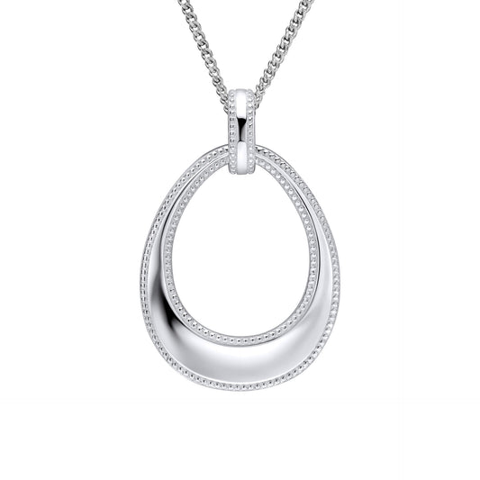 Beginnings Open Teardrop Pendant with Millegrain Edge