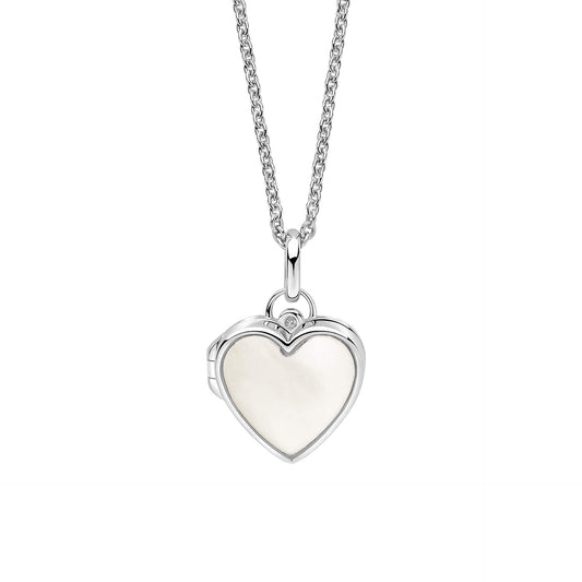 D For Diamond Mother of Pearl Heart Locket with Diamond