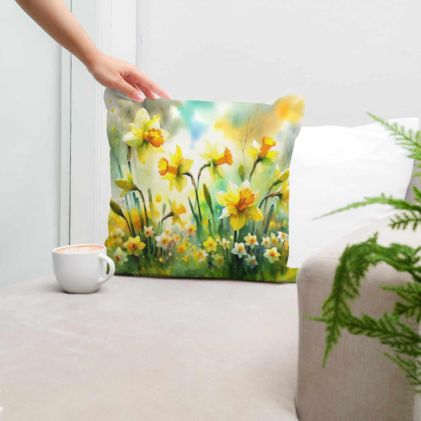 Spring's Joyful Dance Cotton Cushion