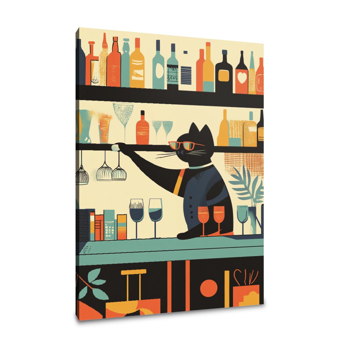 Cat Bartender's Whiskered Canvas