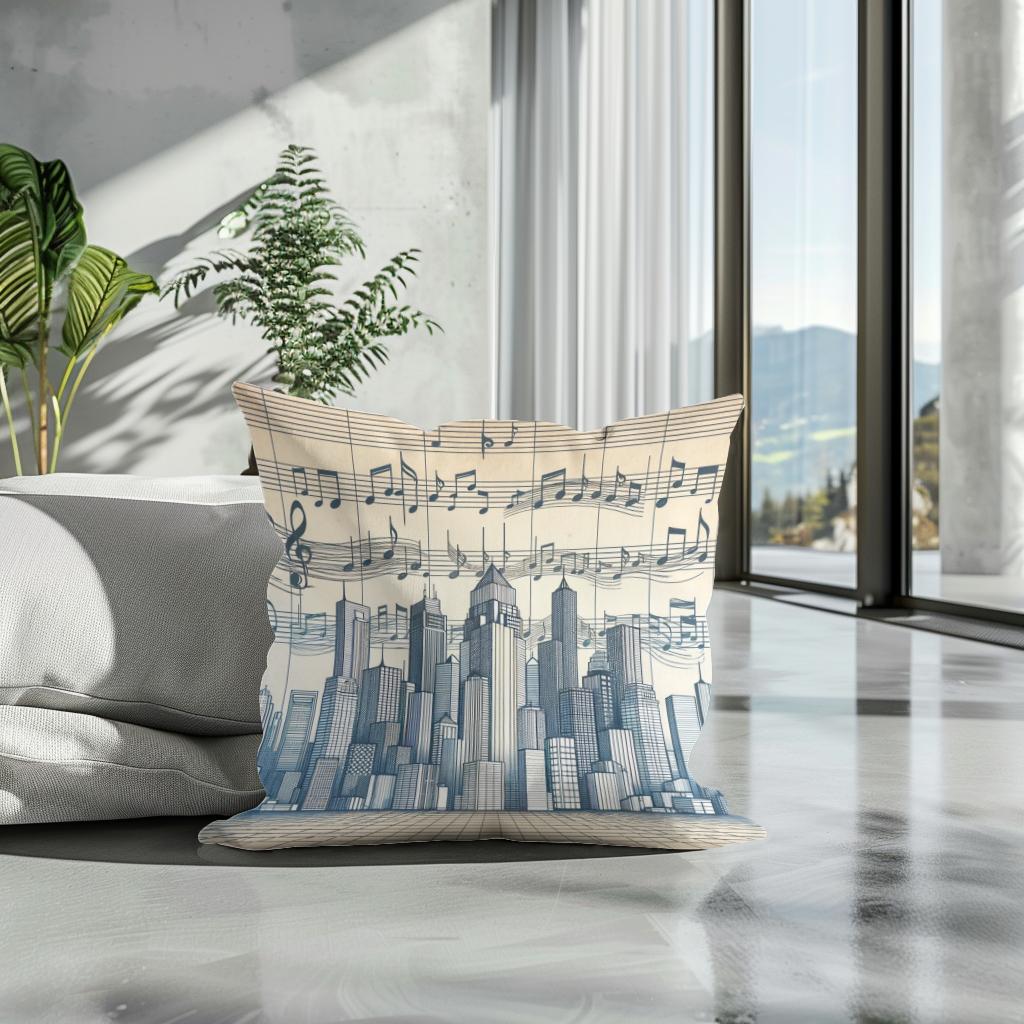 Melodic Skyline Cotton Cushion