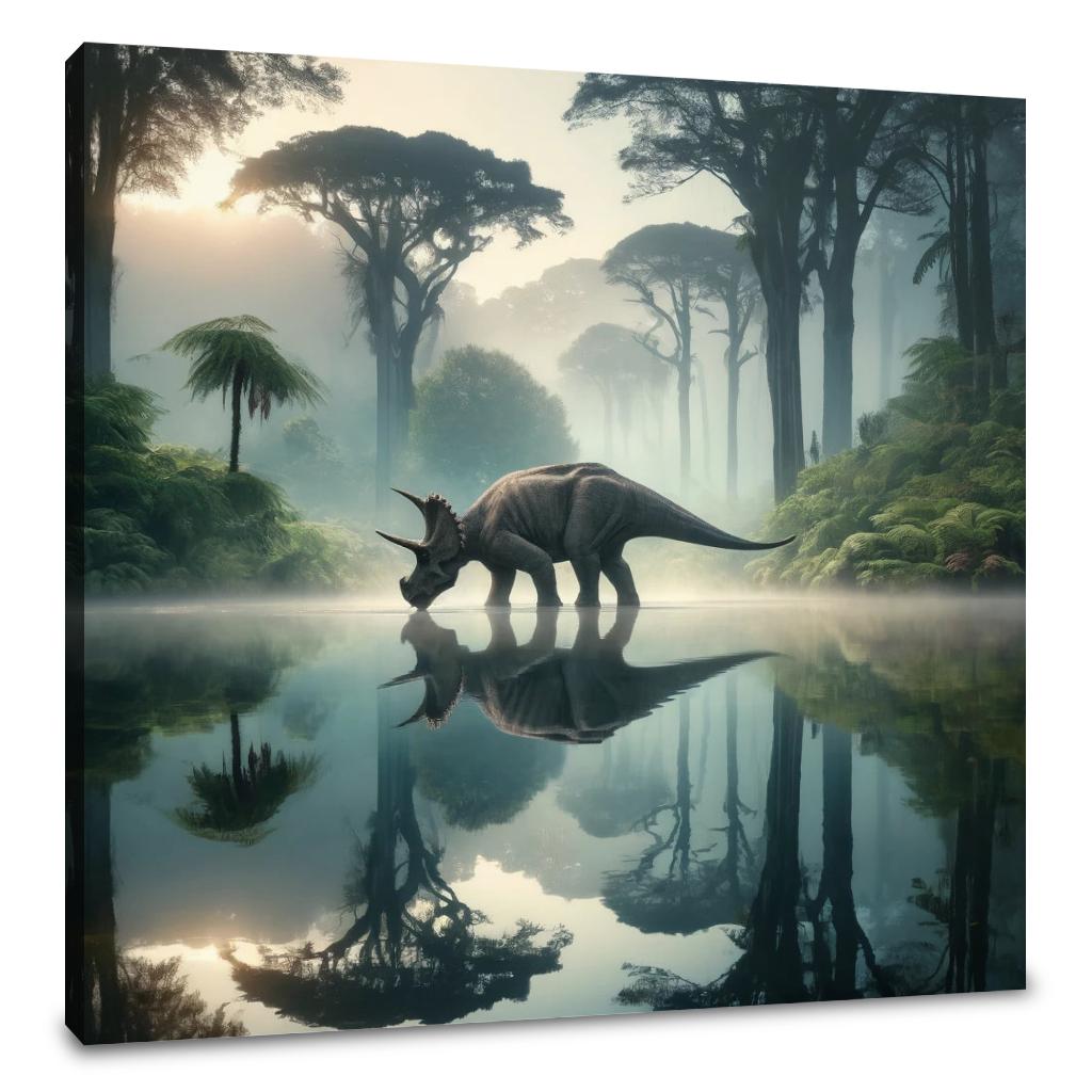 Lakeside Reflections Triceratops Canvas