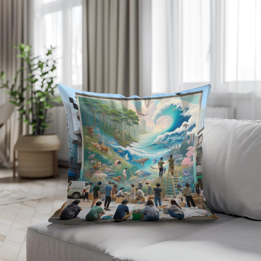Nature's Mural Harmony Cotton Cushion