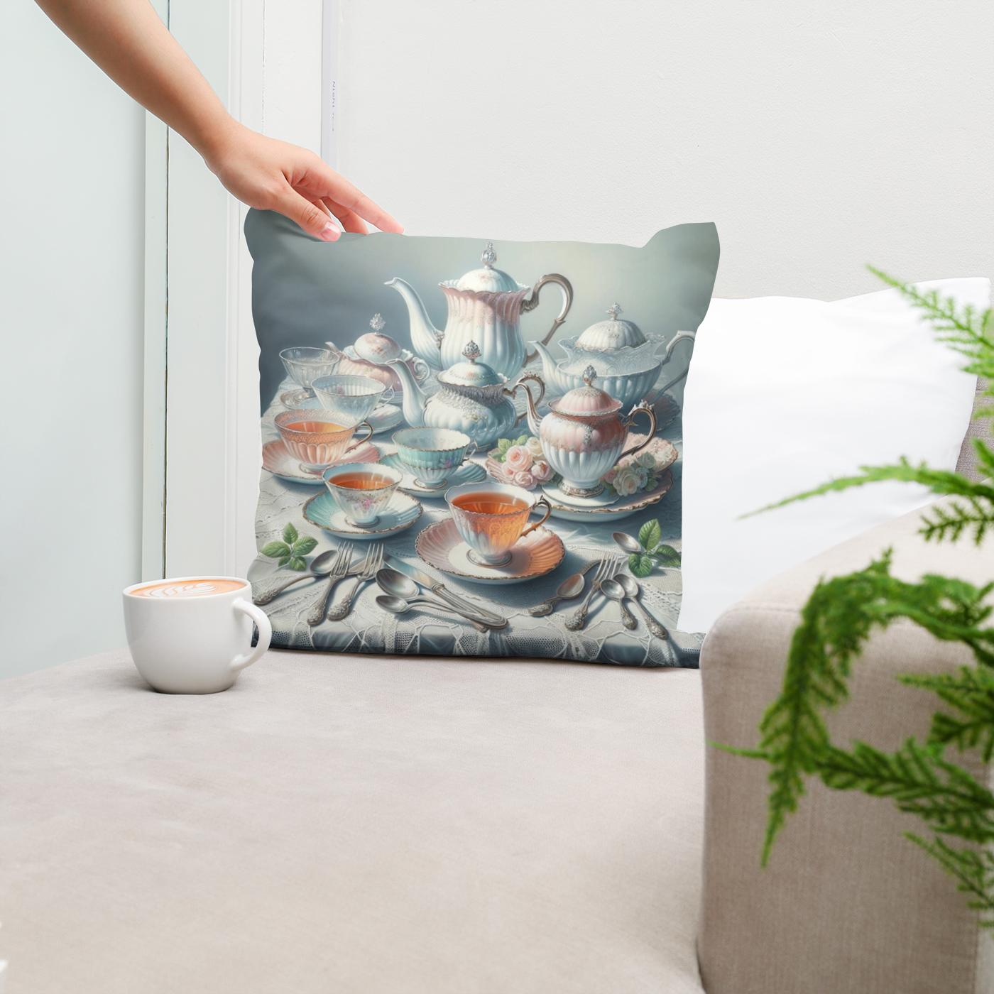 Timeless Tea Time Cotton Cushion