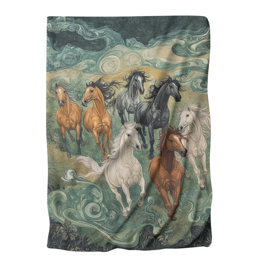 Lucky Running 7 Horses Blanket