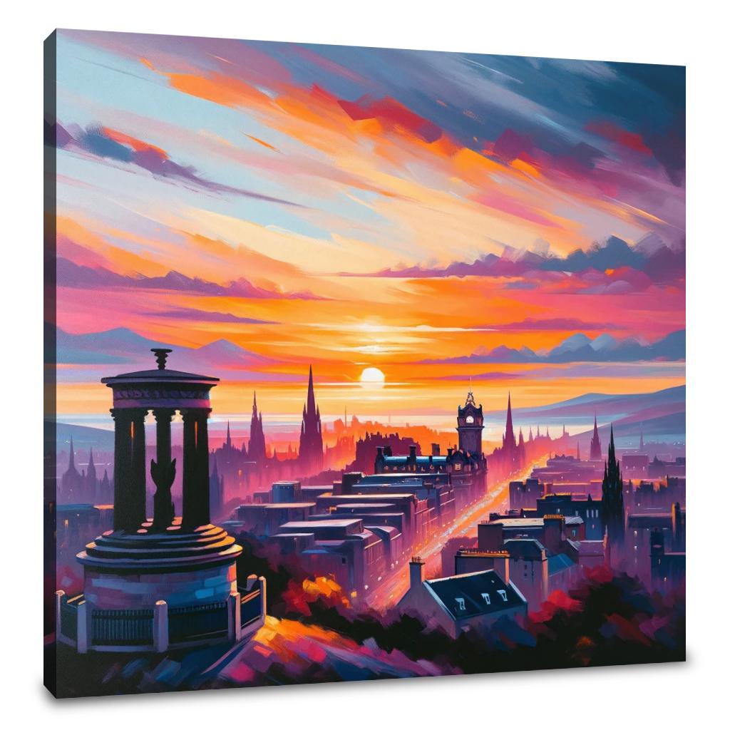 Edinburgh Calton Hill Sunset Canvas