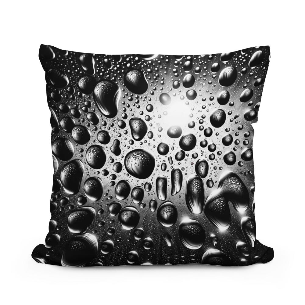 Vivid Raindrops: Glass Reflection Cotton Cushion