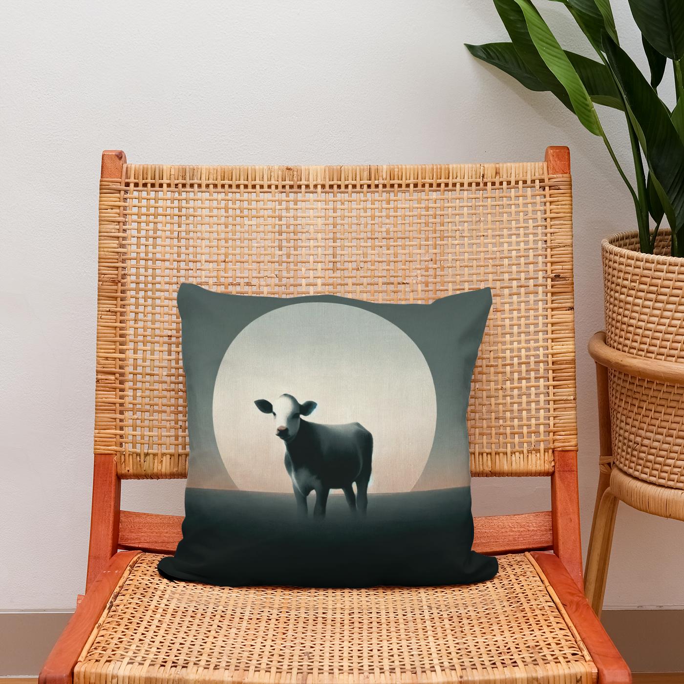 Minimalist Dusk Cow Cotton Cushion