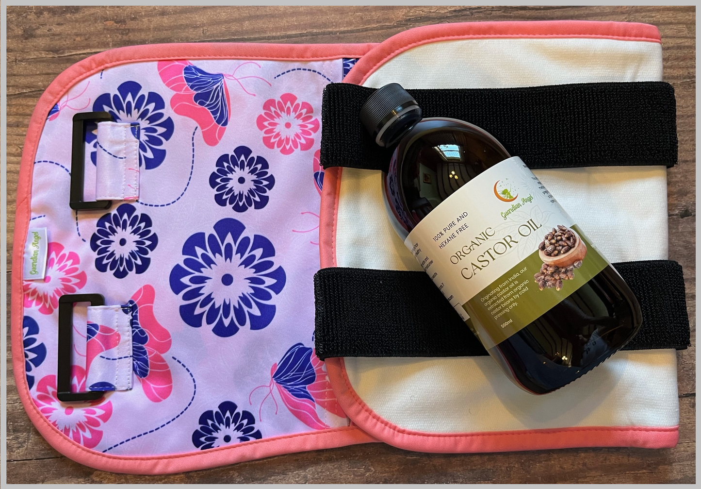 Organic Castor Oil 2 Piece Pack with a Premium Butterfly Body Wrap (Up to 45" Waist)