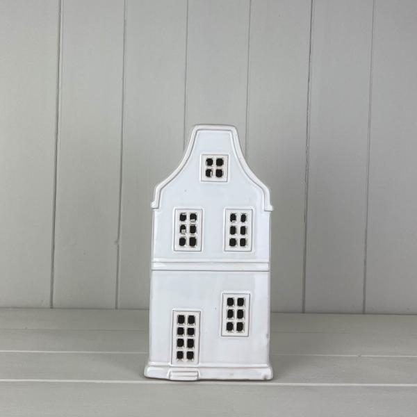 White Ceramic House Ornament with LED