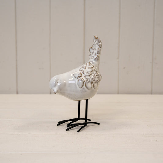 Glazed Ceramic Bird Ornament with Texture Detail - 196g