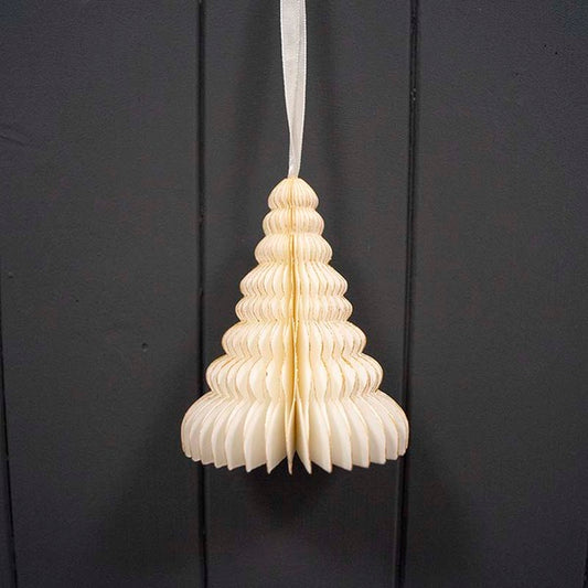 Hanging Handmade Antique White Tree Paper Decoration - Box of 6