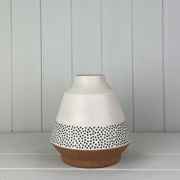 Earthy Dotty Bamboo Skandi Vase D17.8cm H18cm  Weight-1540g