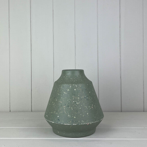 Earthy Sage Bamboo Terazzo Skandi Vase 18cm  Weight-1540g