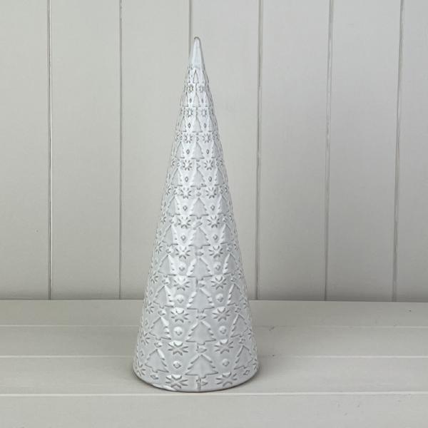 Glazed Ceramic Tree Ornament with Textured Detail