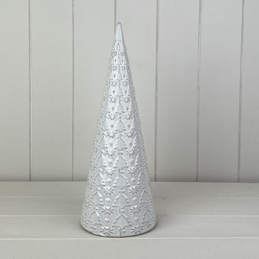 Glazed Ceramic Tree Ornament with Textured Detail