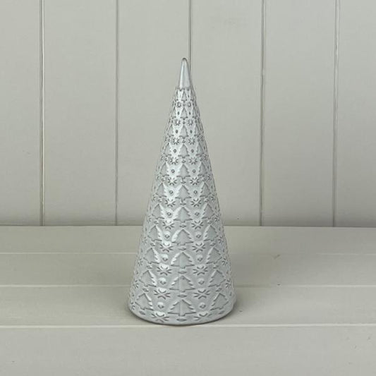 Glazed Ceramic Tree Ornament with Textured Detail