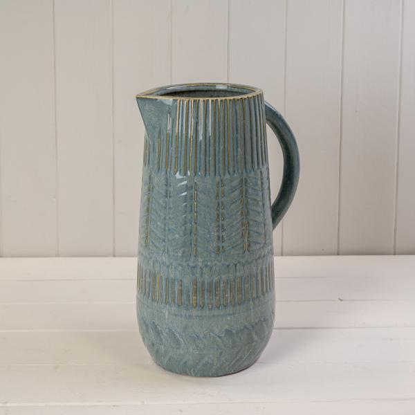 Blue Ceramic Jug (31.5cm) T15 x 13 x H31.5cm