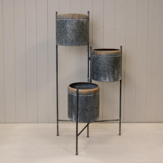 Zinc Tiered Trio Planter