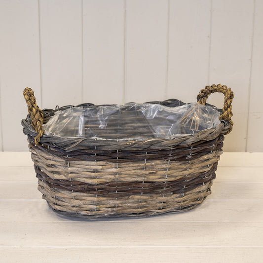Peeled and Unpealed Split Willow Oval Basket With Ears