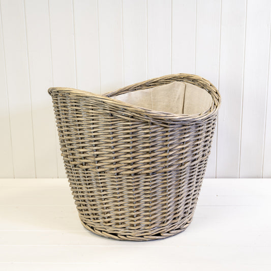 Willow Oval Log Basket with Hessian Liner