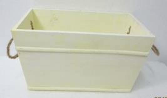 Rectangular Yellow with Witewash Trough with Wooden Beading & Rope handles