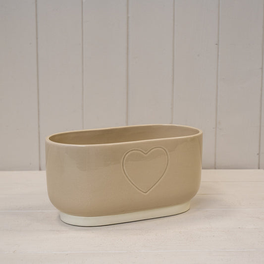 Cream Debossed Heart Trough