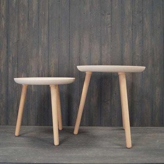 Set Of Two Earthy Oatmeal Chaff Side Tables