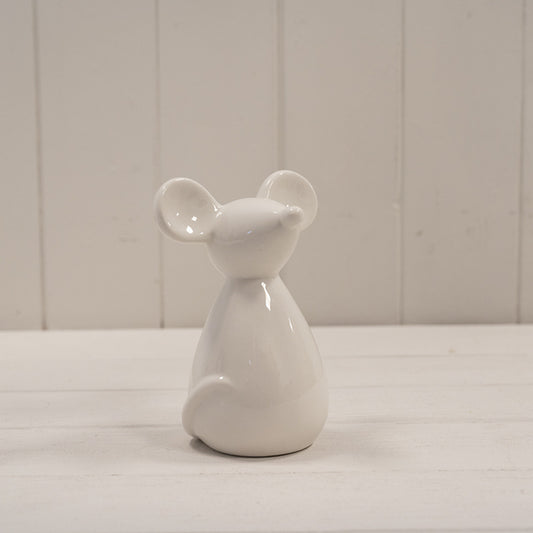 Medium White Ceramic Mouse