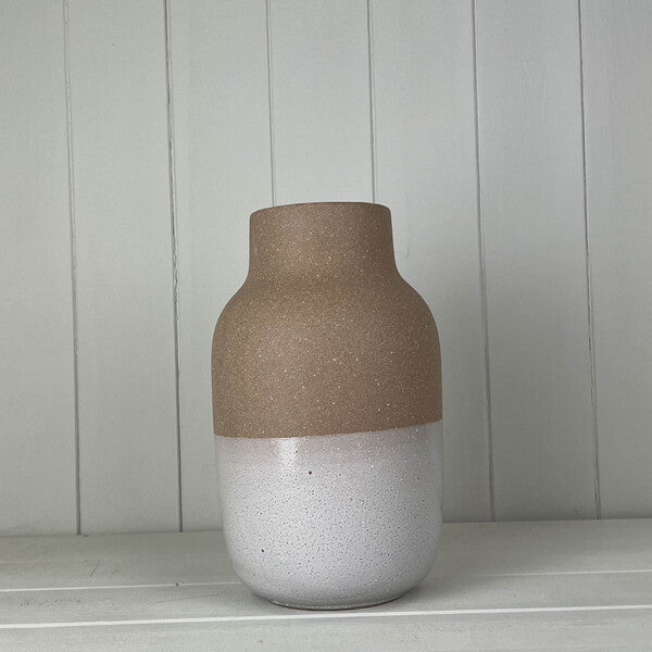 Textured Taupe Ceramic vase  size H23cm x D14cm