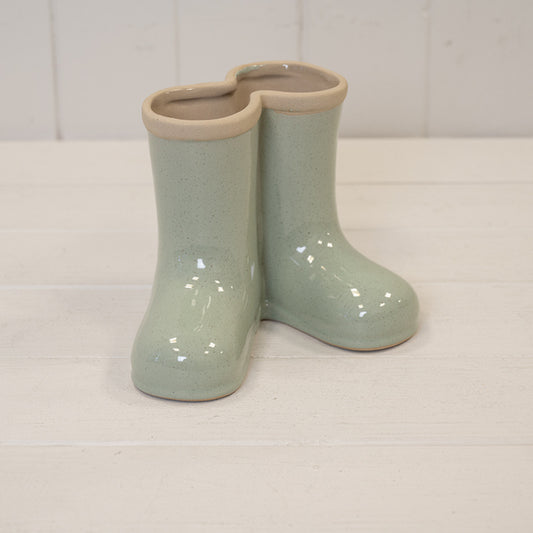 Sage Green Ceramic Wellingtons Vase Small