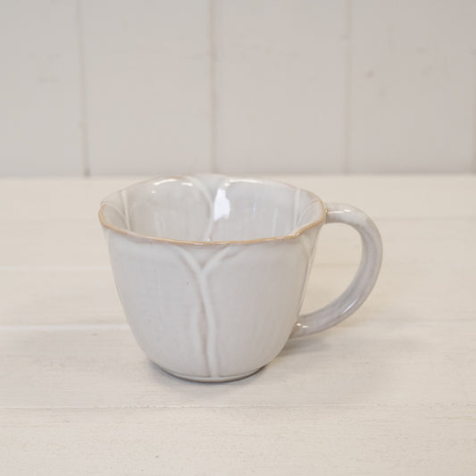Natural Ceramic Cup with Flower Detail 13.1cm x 10.2cm x