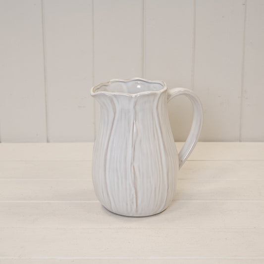 Natural Ceramic Jug with Petal Shape design Large 17.5cm x 12.8cm x 18.5cm
