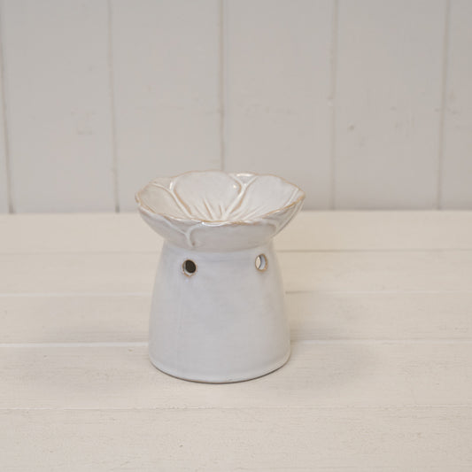 Natural Ceramic Oil Burner with Flower Design