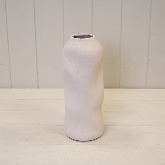 White Tall Sculptured Textured Vase 9.5cm x 9.5cm x 24cm