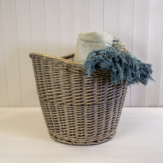 Willow Oval Log Basket with Hessian Liner
