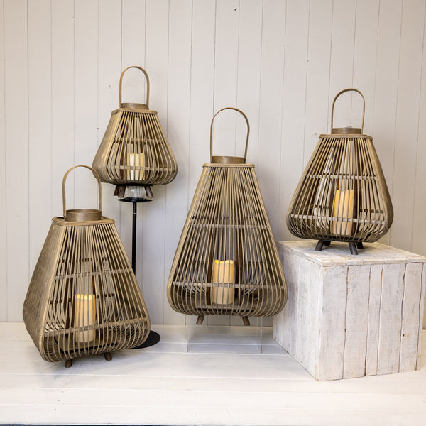 Medium Bamboo Lantern with LED Candle