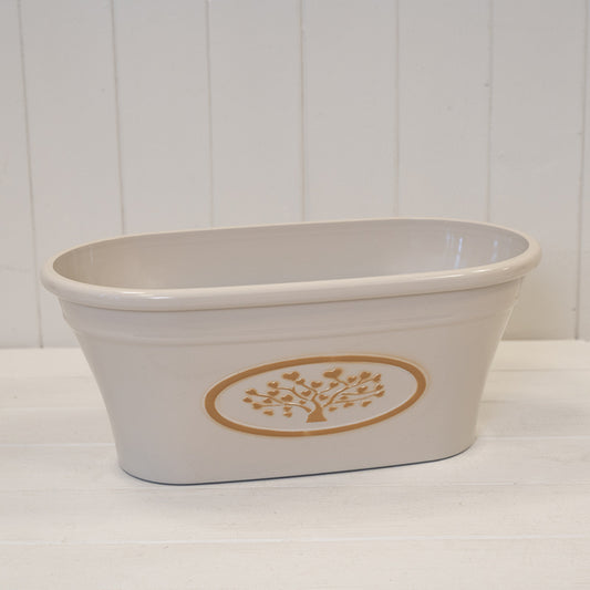 Cream Round Love Heart Tree Trough Recycled Plastic Planter TD38x21cm 7.7LTR