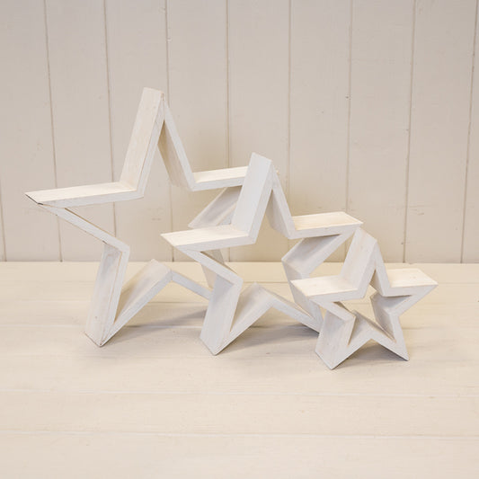 Set of Three Wooden Stars