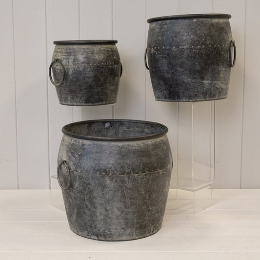 Set of Three Rounded Tub Planters