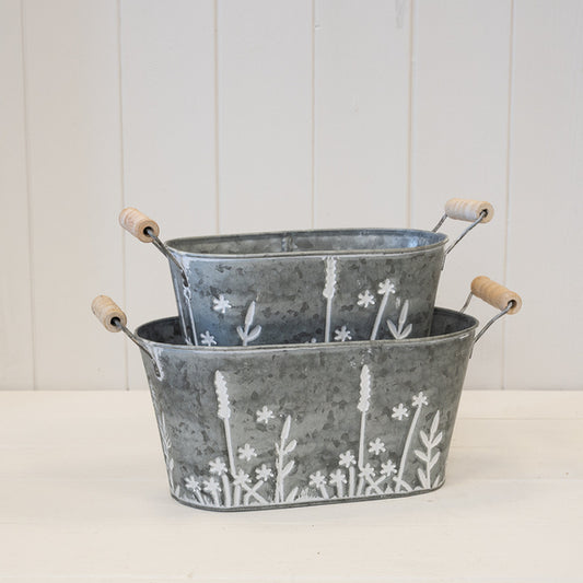 Set of Two Meadow Oval Planters